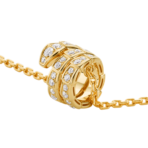 Serpenti Viper Halskette mit Anhänger aus 18 Karat Gelbgold, ausgefasst mit Diamant-Pavé 357936 image 3