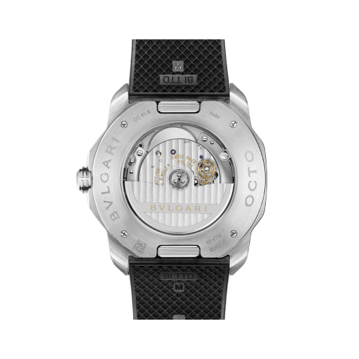 Octo Roma Automatic watch with mechanical manufacture movement, automatic winding, satin-brushed and polished stainless steel case and interchangeable bracelet, white Clous de Paris dial. Water-resistant up to 100 metres 103738 image 9