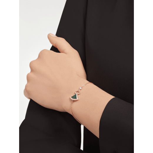 DIVAS' DREAM bracelet in 18 kt rose gold set with malachite element and pavé diamonds BR859378 image 3