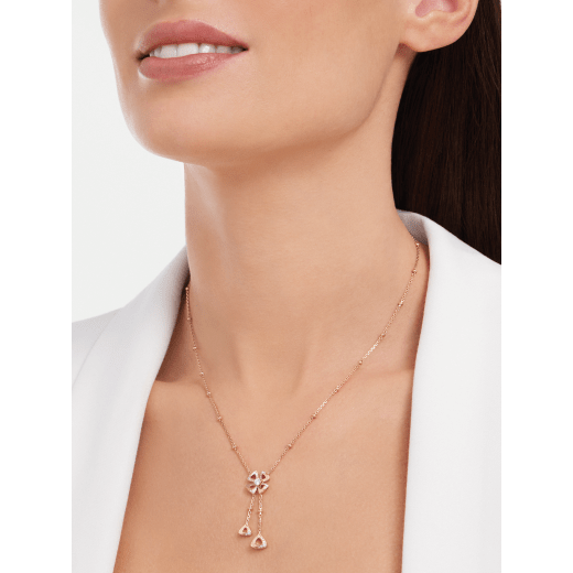 Fiorever 18 kt rose gold necklace set with a central round brilliant-cut diamond (0.10 ct) and pavé diamonds (0.09 ct) 357137 image 3
