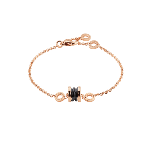 B.zero1 soft bracelet in 18 kt rose gold with 18 kt rose gold and black ceramic pendant. BR859348 image 1