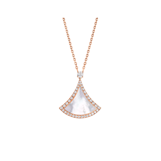 DIVAS' DREAM pendant necklace in 18 kt rose gold set with a mother-of-pearl insert and pavé diamonds 358671 image 1