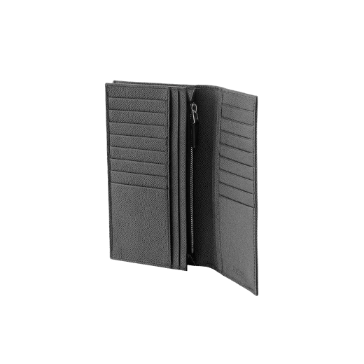 "BVLGARI BVLGARI" large wallet in Pluto Stone grey and Denim Sapphire blue grained calf leather. Iconic logo-bearing embellishment in palladium-plated brass. BBM-WLT-Y-ZP-16C-gcla image 2