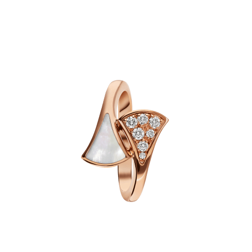 DIVAS' DREAM small contraire ring in 18 kt rose gold, set with mother-of-pearl and pavé diamonds (0.10 ct). AN858003 image 2
