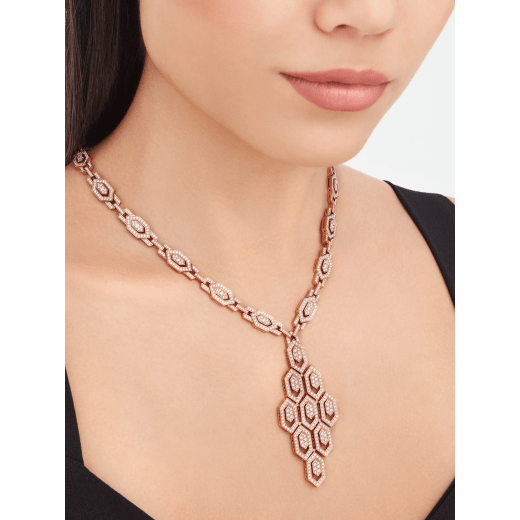 Serpenti 18K 玫瑰金項鍊，鍊帶和項墜飾以密鑲鑽石。 356194 image 2