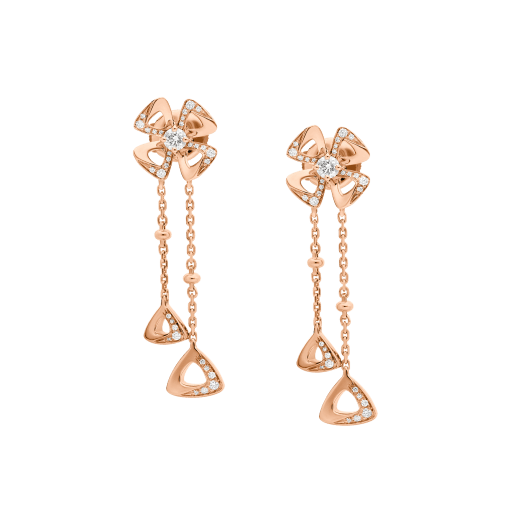 Fiorever 18 kt rose gold pendant Earring set with two round brilliant-cut diamonds (0.21 ct) and pavé diamonds (0.17 ct) 357143 image 2