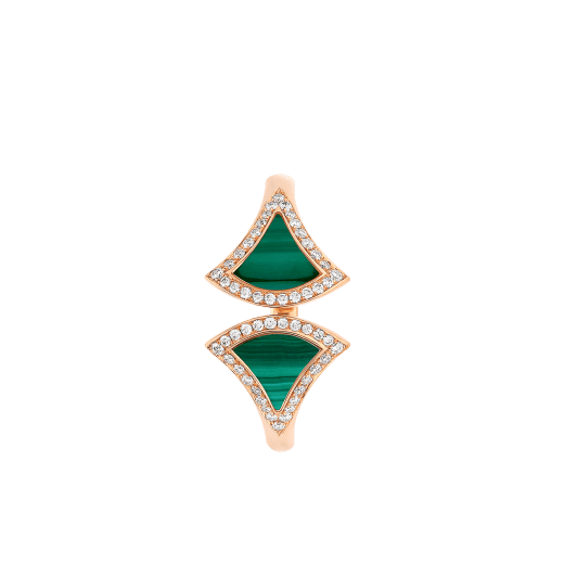 DIVAS' DREAM ring in 18 kt rose gold set with malachite elements and pavé diamonds AN859679 image 2
