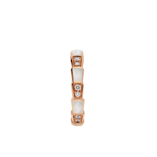 Serpenti Viper band ring in 18 kt rose gold set with mother-of-pearl elements and pavé diamonds (0.25 ct). AN858042 image 2