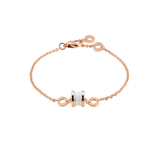B.zero1 soft bracelet in 18 kt rose gold with 18 kt rose gold and white ceramic pendant. BR859345 image 1