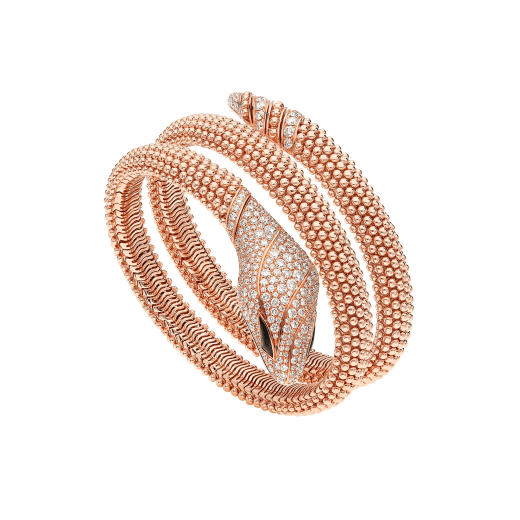 Serpenti Pallini 18 kt rose gold bracelet set with pavé diamonds on the head and tail, and black onyx eyes BR859166 image 1