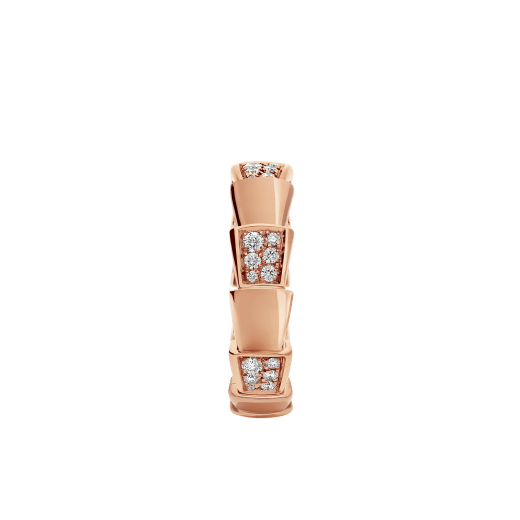 Serpenti Viper band Ring in 18 kt rose gold with half pavé diamonds . Width 6 mm AN857928 image 2