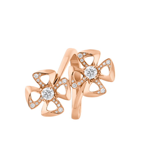 Fiorever 18 kt rose gold ring set with two round brilliant-cut diamonds and pavé diamonds. AN858753 image 2