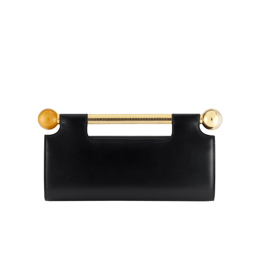 Tubogas Spheres clutch in Perla White calf leather with Perla White nappa leather lining. Iconic handle in gold-plated brass with spheres at both ends embellished with zirconia; magnetic closure. TGC-001-1395S image 2