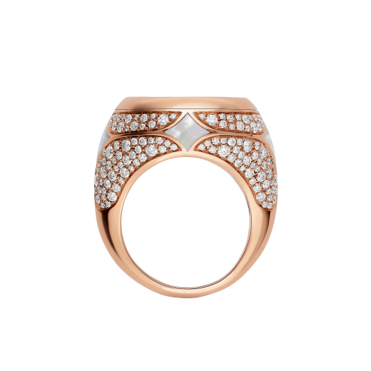 Monete 18 kt rose gold ring set with an ancient coin, mother-of-pearl elements and pavé diamonds AN858424 image 2