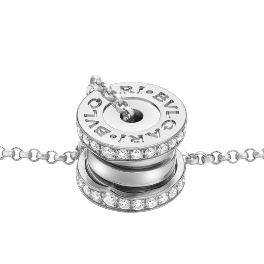 B.zero1 necklace with 18 kt white gold chain and 18 kt white gold pendant set with pavé diamonds on the edges. 362394 image 3