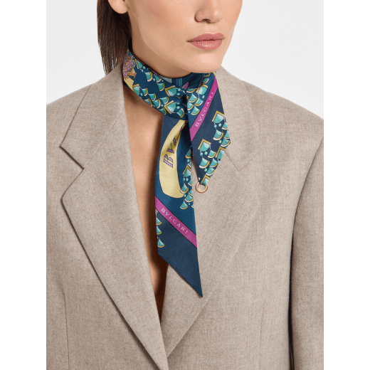 Bvlgari Curiosity shelley in fine light peridot silk twill with a BVLGARI BVLGARI metal pendant. Made of 100% silk. BULGARICURIOSITYSH image 1