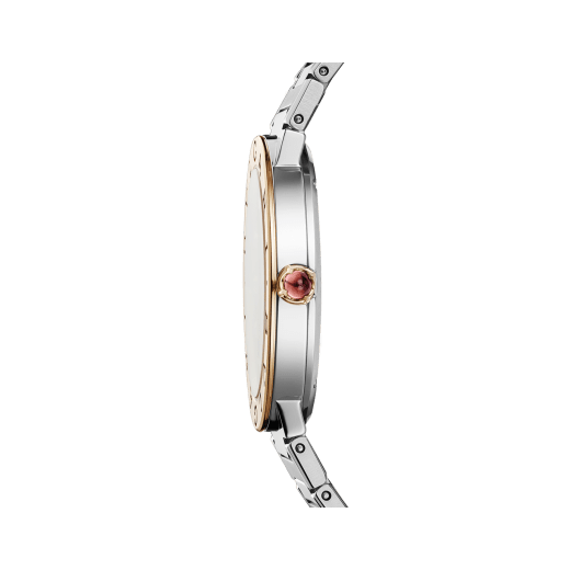 BVLGARI BVLGARI watch with polished and satin-brushed stainless steel case and bracelet, 18 kt rose gold bezel engraved with double logo, anthracite lacquered dial and 12 diamond indexes. Water-resistant up to 30 meters 103757 image 3