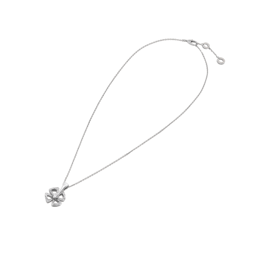 Fiorever Halskette aus 18 Karat Weißgold mit einem zentralen Diamanten im Brillantschliff (0,10 Karat) und Diamant-Pavé (0,06 Karat) 358157 image 2