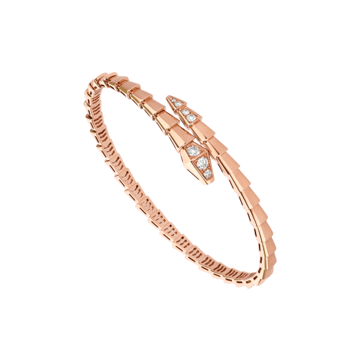 Serpenti Viper double layer, wrap bangle bracelet in18 kt rose gold, set with demi-pavé diamonds BR858812 image 1