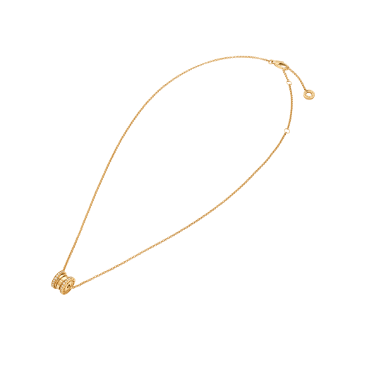 B.zero1 necklace with 18 kt yellow gold chain and 18 kt yellow gold pendant set with pavé diamonds on the edges. 362345 image 2