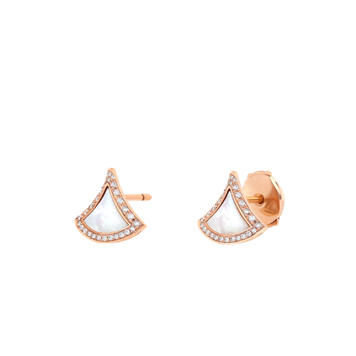 DIVAS' DREAM stud earrings in 18 kt rose gold set with mother-of-pearl inserts and pavé diamonds 358899 image 2