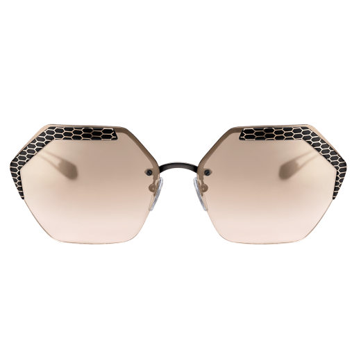 Bulgari Serpenteyes Revolution hexagonal wrap-around metal sunglasses. 904007 image 2