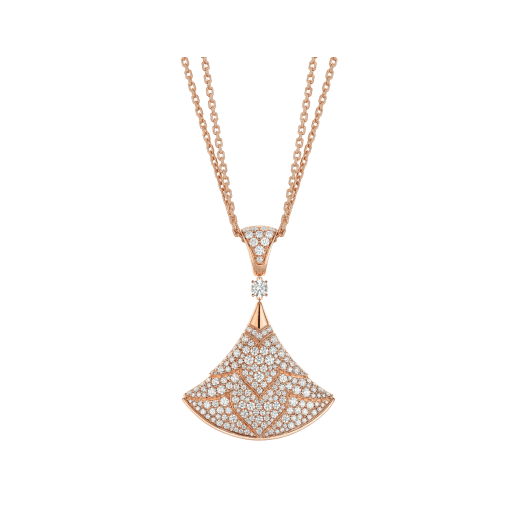 Divas' Dream 18 kt rose necklace set with a brilliant-cut diamond and pavé diamonds 361989 image 1