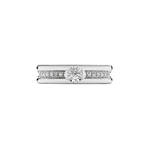 B.zero1 one-band ring in 18 kt white gold set with pavé diamonds on the spiral and with one round brilliant cut diamond. Available in 0.30 ct. 336076 image 3