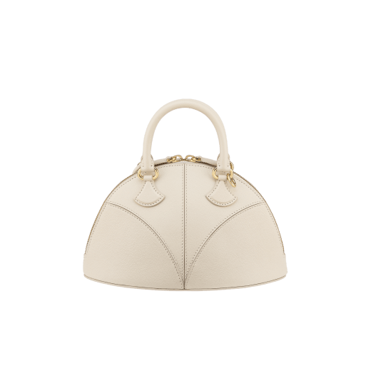 Marquise small top handle bag in black goat leather with black nappa leather lining and zipped closure. Detachable signature black goat leather charm with mirror. DAS-001-1325S image 3