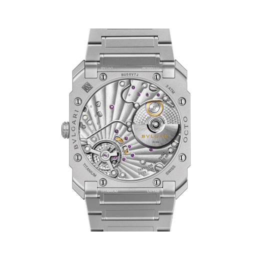 Octo Finissimo Automatic watch in sandblasted titanium case and bracelet with extra thin mechanical manufacture movement, automatic winding, small seconds and opaline titanium dial. Water-resistant up to 30 metres 104089 image 4