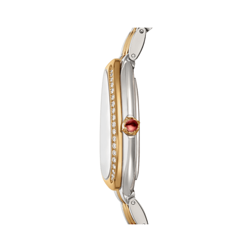 Orologio Serpenti Seduttori in oro giallo 18 kt e acciaio inossidabile con lunetta con diamanti e quadrante in madreperla bianca. Impermeabile fino a 30 metri. 103958 image 3