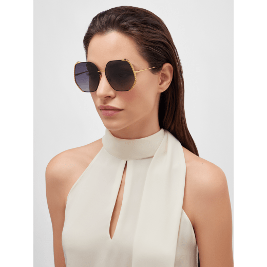 Serpenti Viper geometric metal sunglasses with gold-finished temples BV40004U image 1