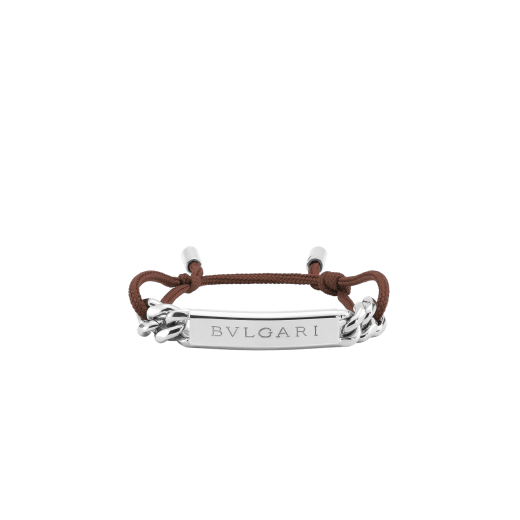 Bvlgari Bvlgari string bracelet in black fabric. Iconic gold-plated plate with Bvlgari logo. BVLGARISTRING image 1