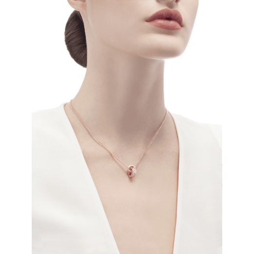 BVLGARI BVLGARI necklace with 18 kt rose gold chain and 18 kt rose gold pendant set with five diamonds 354028 image 4