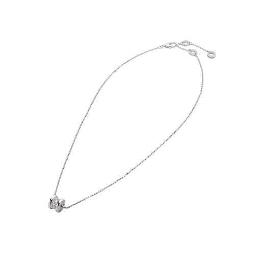 B.zero1 18 kt white gold necklace with round pendant in 18 kt white gold, set with pavé diamonds on the spiral. 351117 image 2