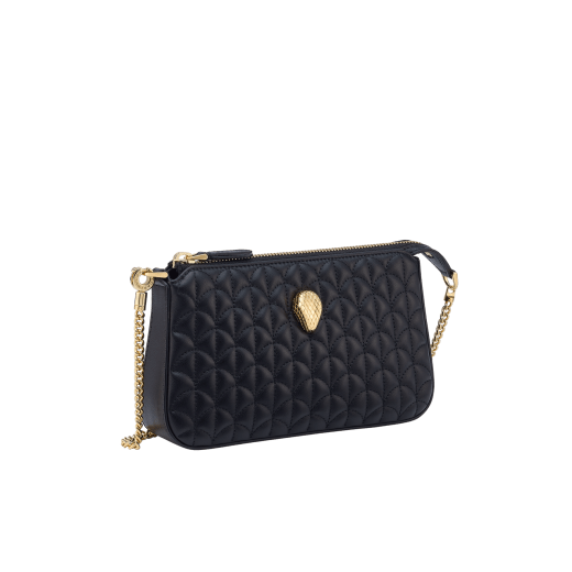 Serpenti Sugarloaf chain clutch in royal ruby Calla Matelassé calf leather with a quilted pattern, royal ruby nappa leather lining and a zipped closure. Captivating snakehead rivet in gold-plated brass finished with red enamel eyes. SSL-CHAINCLUTCH image 1