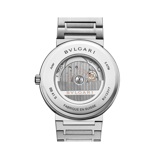 BULGARI BULGARI Uhr mit mechanischem Manufakturwerk, Automatikaufzug und Datumsanzeige, Gehäuse und Armband aus Edelstahl sowie blauem Zifferblatt. 103720 image 4