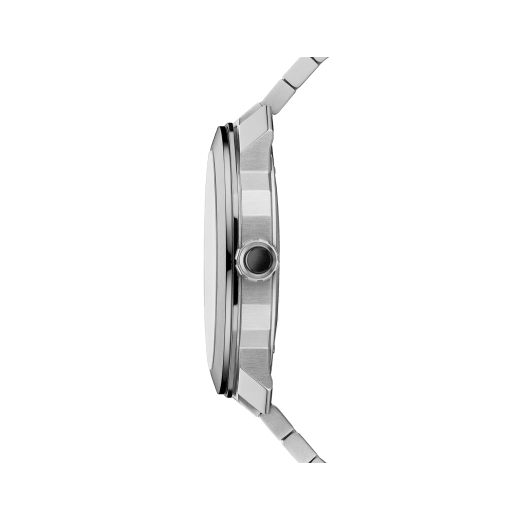 ساعة أوكتو رومــا بآلية حركة ميكانيكية مصنّعة من قبل بولغري، تعبئة أتوماتيكية، علبة وسوار من الفولاذ المقاوم للصدأ، ميناء مطلي باللكر الأسود. 102704 image 3