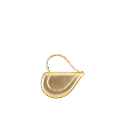 Serpenti Cuoricino mini top handle bag in royal ruby calf leather with royal ruby nappa leather lining. Captivating snake body-shaped top handle in gold-plated brass embellished with engraved scales; press-button closure. SRN-Cuoricino-1366XS image 4
