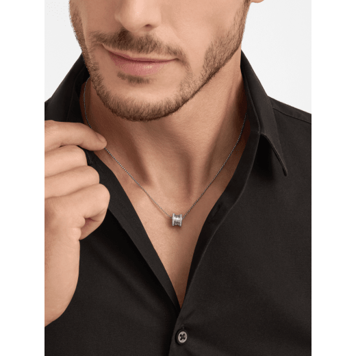 B.zero1 necklace with 18 kt white gold chain and 18 kt white gold pendant set with pavé diamonds on the edges. 362394 image 1