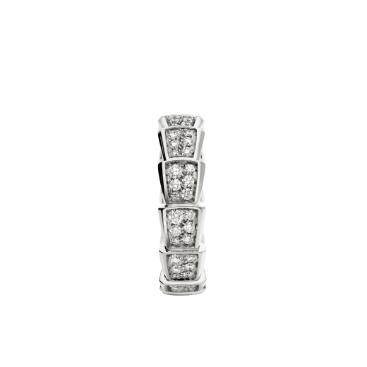 Serpenti Viper band ring in 18 kt white gold, set with full pavé diamonds. AN857940 image 2