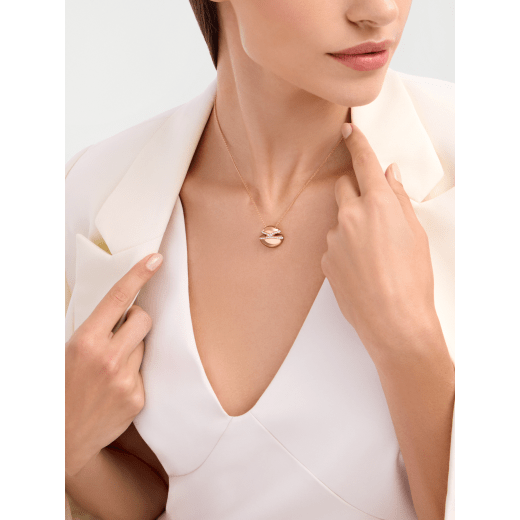 Bvlgari Cabochon 18 kt rose gold necklace set with demi pavé diamonds 361447 image 1