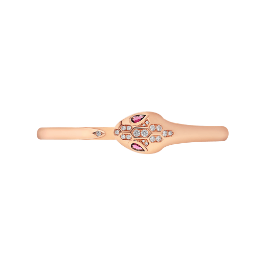 Serpenti bracelet in 18 kt rose gold, set with rubellite eyes and demi pavé diamonds on the head and the tail. BR857813 image 2
