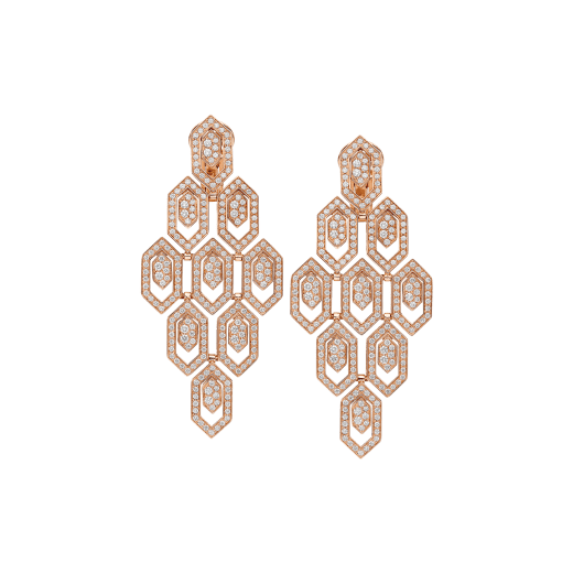 Serpenti 18 kt rose gold earrings set with pavé diamonds. 356507 image 1