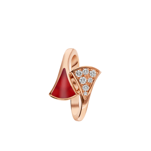 DIVAS' DREAM 18 kt rose gold ring set with carnelian element and pavé diamonds (0.10 ct) AN858645 image 2