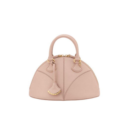 Marquise small top handle bag in black goat leather with black nappa leather lining and zipped closure. Detachable signature black goat leather charm with mirror. DAS-001-1325S image 1