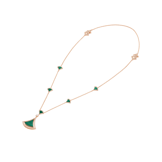 Divas' Dream pendant necklace in 18 kt rose gold set with a malachite insert and pavé diamonds. Ramadan Special Edition CL859415 image 3