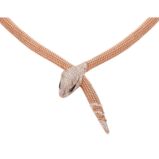Serpenti Pallini Halskette aus 18 Karat Roségold mit Diamant-Pavé auf dem Schlangenkopf und -schwanz sowie Augen aus schwarzem Onyx CL859133 image 2
