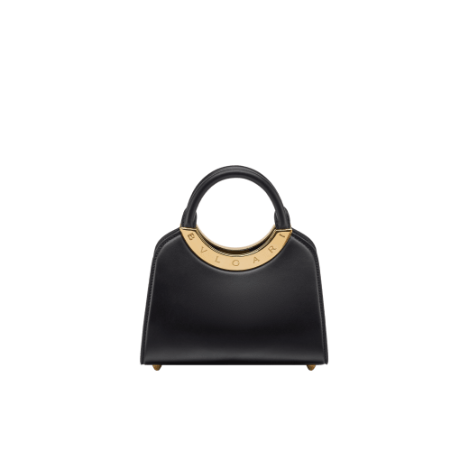Bvlgari Roma mini top handle bag in flash diamond white Metropolitan calf leather with milky opal nappa leather lining. Iconic metal detail in palladium-plated brass engraved with the Bvlgari logo, and magnetic press-button closure. BVR-001-1310XS-CALF image 1