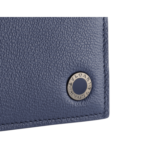 Bvlgari Bvlgari Man card holder in indigo topaz Urban grained calf leather with arctic jade details. Iconic dark ruthenium-plated brass embellishment with indigo topaz enamel and flap closure. BBM-BCHOLDERASYM image 4